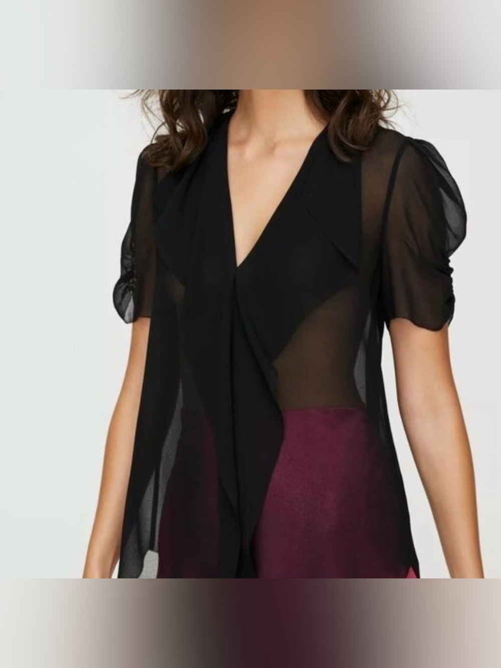 Aritzia Babaton Black Ruffle Jax Blouse
